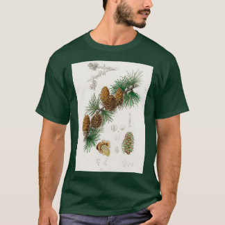 Medical Botany 1836のLinus larixイラストレーション Tシャツ