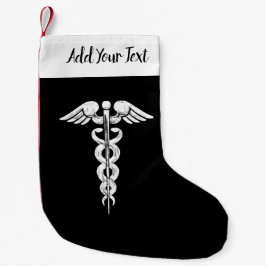 Medical Caduceusナースの博士の白黒 スモールクリスマスストッキング