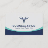 Medical CaduceusロゴHealth 気に Navy Blue 名刺 (正面)