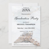 Medical Caduceus Copper Rose Gold Graduation Photo 招待状 (正面)