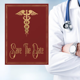 Medical Caduceus DoctorナースRed Save The Date セーブザデート