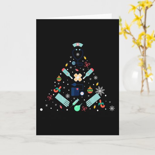 Medical Christmas Tree Gift, Doctors and Nurses カード (黄色い花)