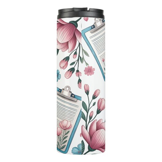 Medical Clipboard Stethoscope Floral Pattern タンブラー (裏面)