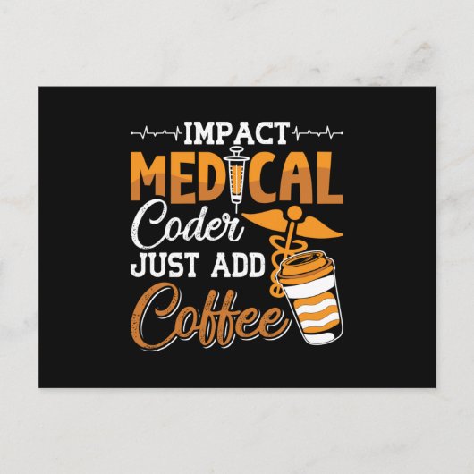 Medical Coderがコーヒーコーディングプログラマを追加する ポストカード (正面)