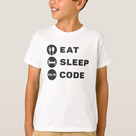 Medical Coder 食べ Sleep Code ICD Coding Programmer Tシャツ (正面)