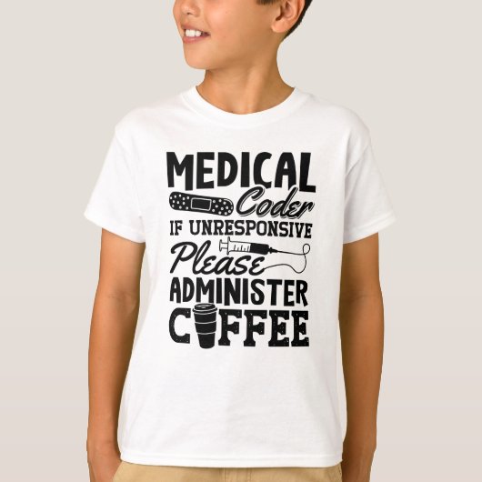 Medical Coder Coffee Assistant ICDコーディングギフト Tシャツ (正面)
