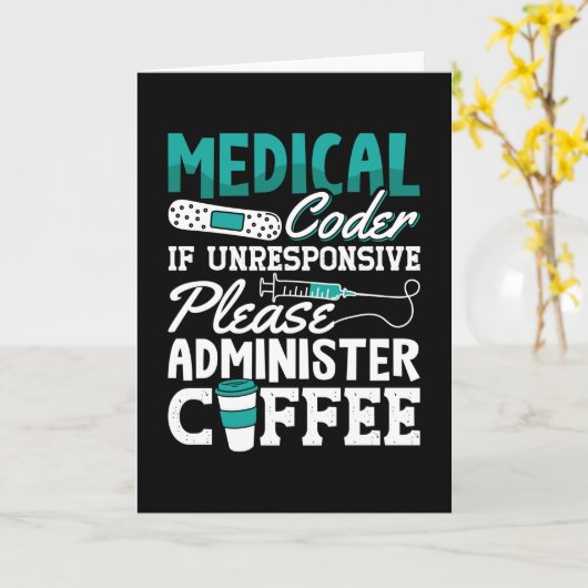 Medical Coder Coffee Assistant ICDコーディング カード (黄色い花)