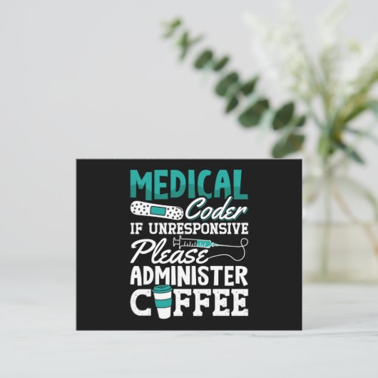 Medical Coder Coffee Assistant ICD Coding ポストカード (スタンド正面)