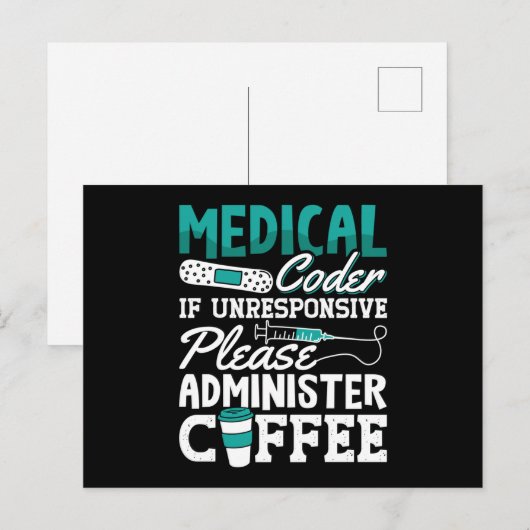 Medical Coder Coffee Assistant ICD Coding ポストカード (正面/裏面)