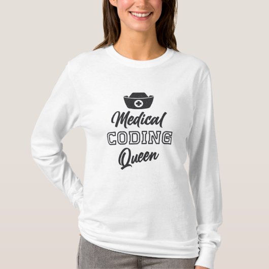 Medical Coder Queen Coding ICDプログラマギフト Tシャツ (正面)