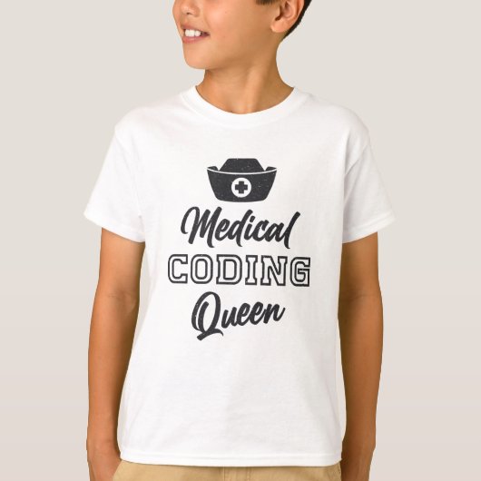 Medical Coder Queen Coding ICDプログラマギフト Tシャツ (正面)
