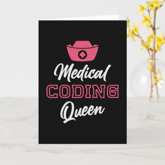 Medical Coder Queen Coding ICD Programmer Coder カード (黄色い花)