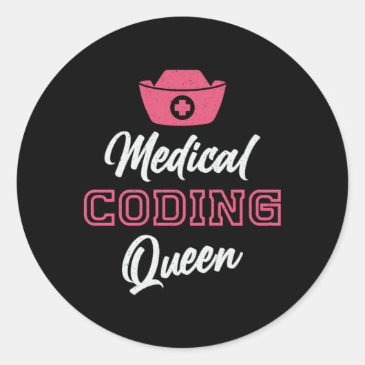 Medical Coder Queen Coding ICD Programmer Coder ラウンドシール (正面)