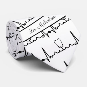 Medical Doctor Cardiogram ECG Name Cardiologist ネクタイ