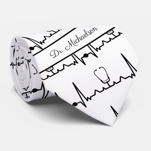 Medical Doctor Cardiogram ECG Name Cardiologist ネクタイ (ロール)