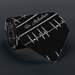 Medical Doctor Cardiologist Cardiogram Name Black ネクタイ<br><div class="desc">This design is great for cardiologists,  doctors,  nurses,  physicians,  and any many other medical practitioners. The cardiogram pattern sits on top of a black background,  and at the bottom of the tie is a space to add the name of the person wearing the tie.</div>