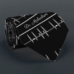 Medical Doctor Cardiologist Cardiogram Name Black ネクタイ<br><div class="desc">This design is great for cardiologists, doctors, nurses, physicians, and any many other medical practitioners. The cardiogram pattern sits on top of a black background, and at the bottom of the tie is a space to add the name of the person wearing the tie.</div>