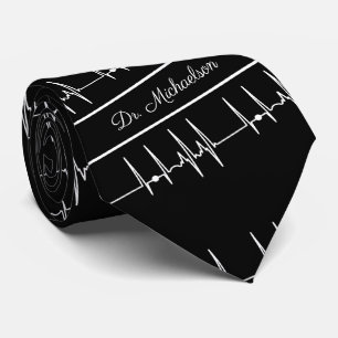 Medical Doctor Cardiologist Cardiogram Name Black ネクタイ