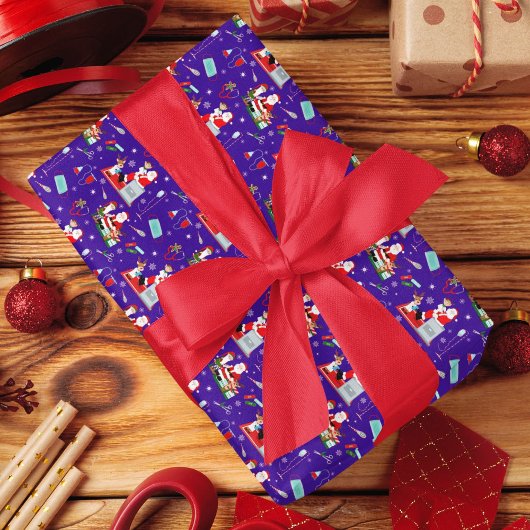 Medical Doctor Christmas with Santa ラッピングペーパー