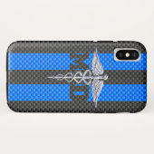 Medical Doctor MD Caduceus on Blue ストライプLocations Case-Mate iPhoneケース (裏面(横))