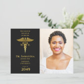 Medical Doctor MD RNナース卒業ブラックフォト 招待状 (スタンド正面)