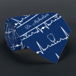 Medical Doctor Name Cardiologist Cardiogram ECG ネクタイ<br><div class="desc">This design is great for cardiologists,  doctors,  nurses,  physicians,  and any many other medical practitioners. The cardiogram pattern sits on top of a blue background,  and at the bottom of the tie is a space to add the name of the person wearing the tie.</div>