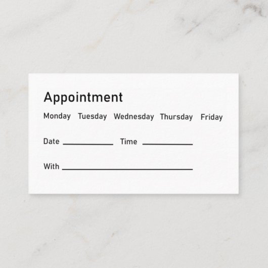 Medical Doctor Officeアポイントメント名刺 名刺 (裏面)