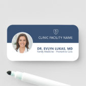 Medical Doctor Photo Navy Blue Minimalist 名札 (インサイチュ)