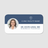 Medical Doctor Photo Navy Blue Minimalist 名札 (正面)