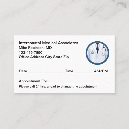 Medical Doctor Simple Appointment Cards 予約カード (正面)