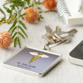 Medical Elegant Gold Caduceus White Wings キーホルダー (側面)