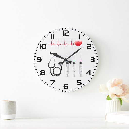 Medical Equipment Heartbeat Healthcare ラージ壁時計