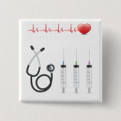 Medical Equipment Heartbeat Healthcare 缶バッジ (正面)