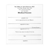 Medical Excuse Doctor's Sick Note for Patients ノートパッド (正面)