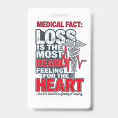 Medical Fact Quote - 喪失と癒しのハートイラスト バッジ (正面)