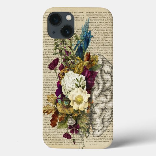 medical floral brain anatomy poster Case-Mate iPhoneケース (裏面)