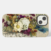 medical floral brain anatomy poster iPhoneケース (裏面横)