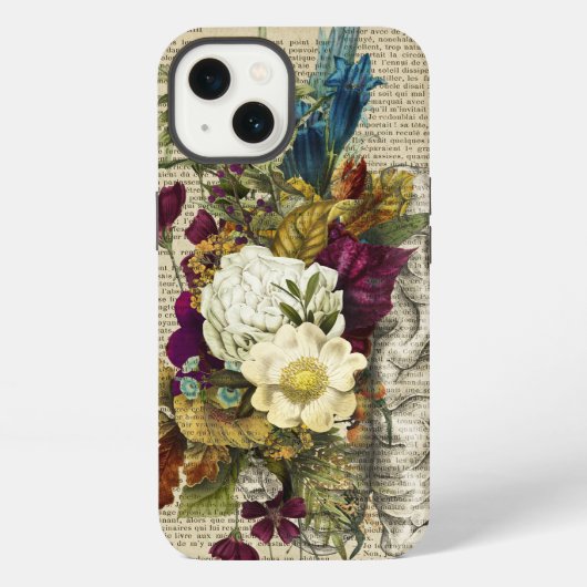 medical floral brain anatomy poster iPhoneケース (裏面)