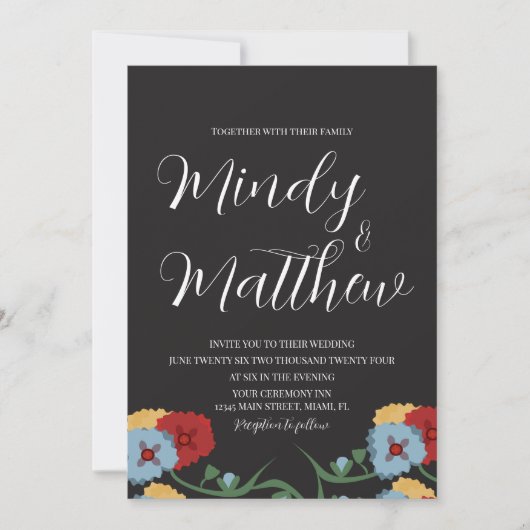Medical Folk Florals Wedding Invitation 招待状 (正面)