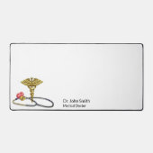 Medical Gold Caduceus & Stethoscope with Heart デスクマット (正面)