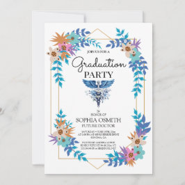Medical Graduation Party Invitation | Floral Caduc 招待状