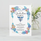 Medical Graduation Party Invitation | Floral Caduc 招待状 (スタンド正面)