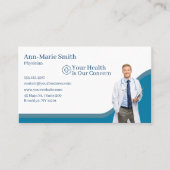 Medical Health Blue Physician Wave Uniform Scrubs  名刺 (正面)