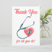 Medical Heart Stethoscope Nursing Doctor Nurse サンキューカード (スタンド正面)