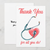 Medical Heart Stethoscope Nursing Doctor Nurse サンキューカード (正面/裏面)