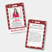 Medical Illness Alert緊急ID写真カスタム バッジ (正面＆裏面)