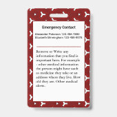 Medical Illness Alert緊急ID写真カスタム バッジ (裏面)