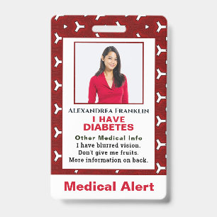 Medical Illness Alert緊急ID写真カスタム バッジ