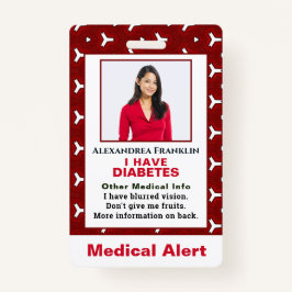 Medical Illness Alert緊急ID写真カスタム バッジ