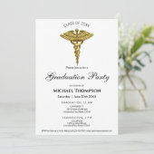 Medical Luxury Gold Caduceus Graduation | Photo 招待状 (スタンド正面)
